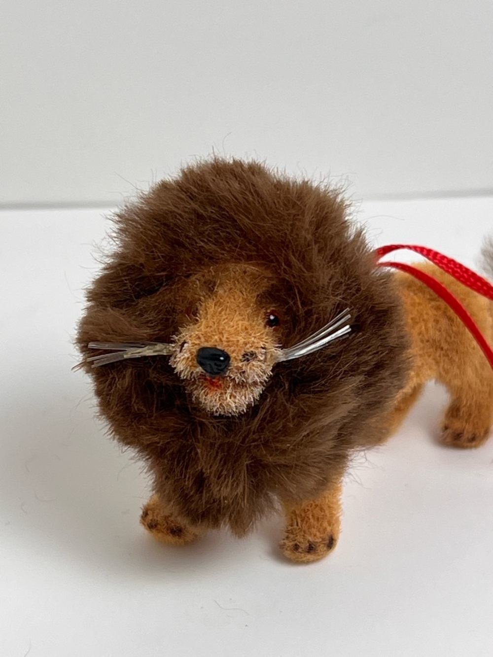 VTG Wagner Handwork Flocked Lion Brown West Germany Christmas Ornament